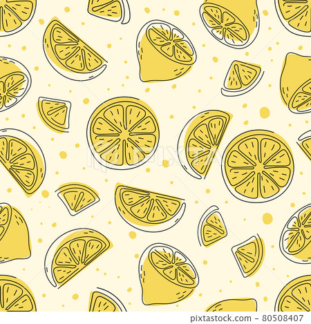 seamless pattern of lemon with hand draw style 80508407