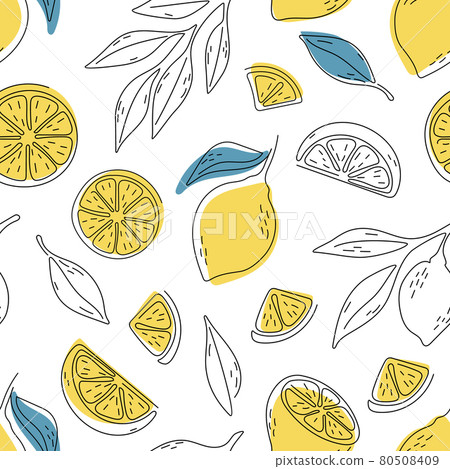 seamless pattern of lemon with hand draw style seamless pattern of lemon with hand draw style 80508409
