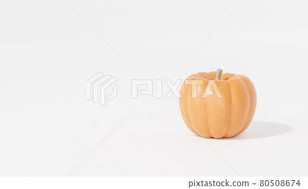 Pumpkin on white background for advertising on autumn holidays or sales, 3d banner render 80508674
