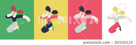 Happiness - happy people jumping in the air cheerfully Happiness - happy people jumping in the air cheerfully 80509124