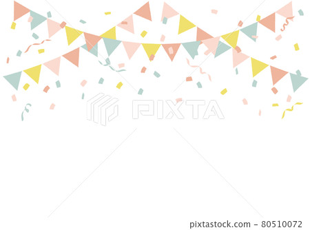 Confetti and party flags, garlands, and triangular flags in pastel colors Confetti and party flags, garlands, and triangular flags in pastel colors 80510072
