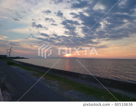 Sea of Japan sunset summer 80510636