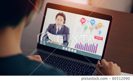 Female telework webinar taking online lessons 80512090