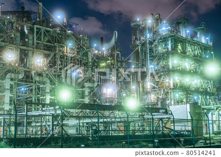 “神奈川縣”工廠夜景，京濱工業區 80514241