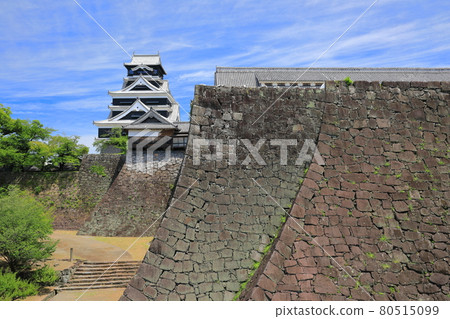 [Kumamoto Prefecture] Kumamoto Castle in fine weather, two stone walls 80515099