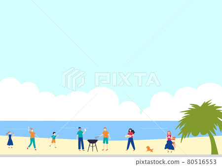 People enjoying barbecue on the beach People enjoying barbecue on the beach 80516553