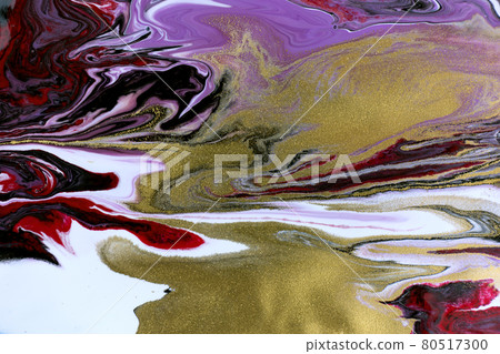 Burgundy mixed paint texture. Abstract marble pattern imitation with gold dust. Burgundy mixed paint texture. Abstract marble pattern imitation with gold dust. 80517300