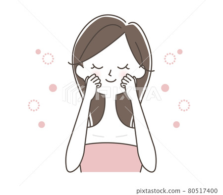 Woman doing facial lymphatic massage 80517400