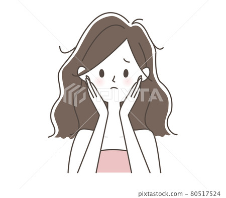 A woman with unkempt hair suffering from curly hair 80517524