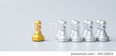 golden chess pawn pieces or leader businessman stand out of crowd people of silver men. leadership, business, team, teamwork and Human resource management concept golden chess pawn pieces or leader businessman stand out of crowd people of silver men. leadership, business, team, teamwork and Human resource management concept 80518665