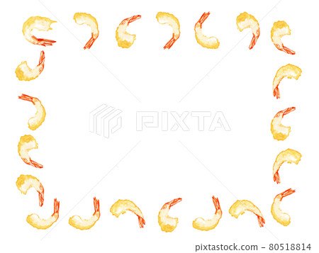Watercolor hand-painted shrimp tempura illustration rectangular frame 80518814