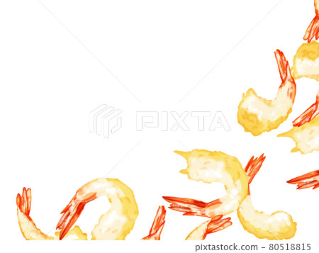 Watercolor hand-painted shrimp tempura illustration lower right frame 80518815