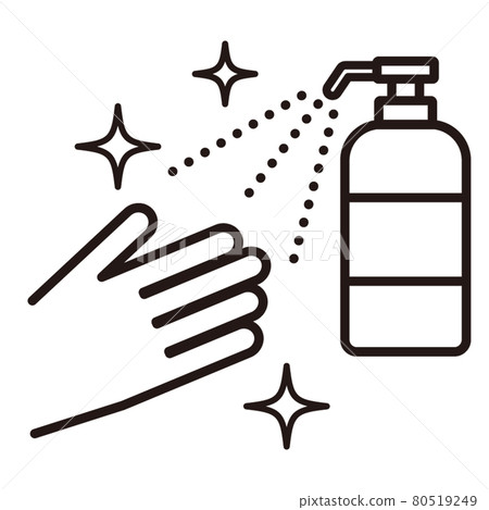 Simple thin line icon for coronavirus prevention / alcohol disinfection / white background 80519249