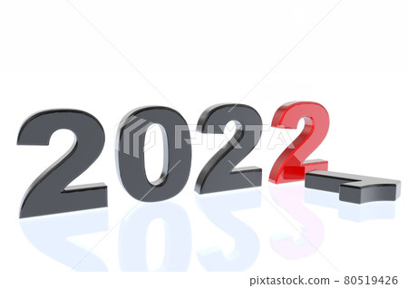 3D numbers 2022 replacing the old year 2021 80519426