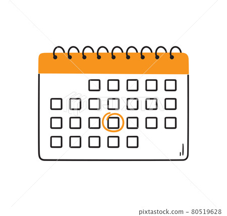 Calendar with selected date. Vector illustration isolated on white background 80519628