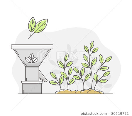 Energy Source with Biofuel Processing from Biomass Line Vector Illustration 80519721