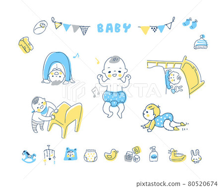 Baby's various poses and icon set Baby's various poses and icon set 80520674