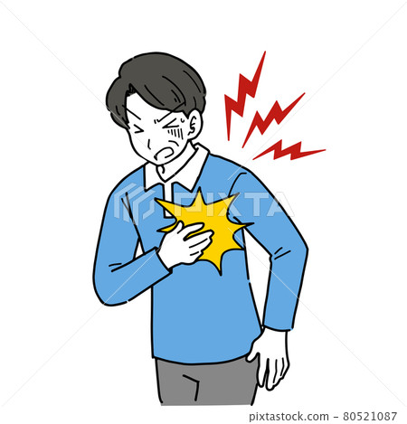 Illustration of a middle-aged man who suffered severe heart pain due to arteriosclerosis 80521087