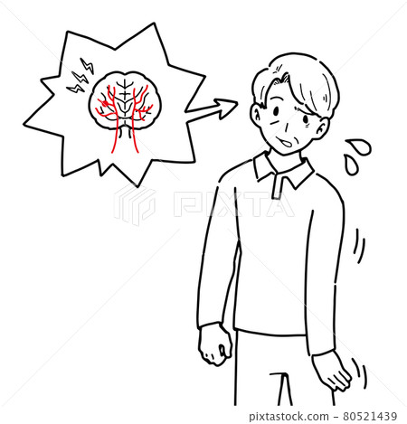 一名因腦梗塞而偏癱的男子的插圖 一名因腦梗塞而偏癱的男子的插圖 80521439