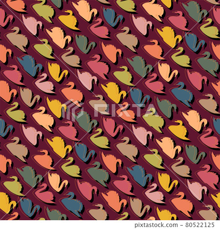 Seamless pattern with geometric silhouette of swans. Seamless pattern with geometric silhouette of swans. 80522125