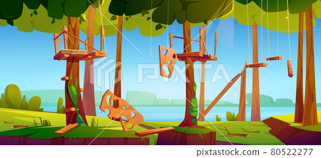 Old adventure park rope ladder illustration 80522277