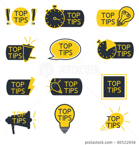 Quick tips. Abstract shapes, speech bubbles, exclamation mark with text. Helpful tricks, tooltip. Abstract banner with useful information, idea, advice, solution, suggestion concept 80522656