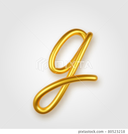 Gold 3d realistic lowercase letter G on a light... - Stock Illustration ...