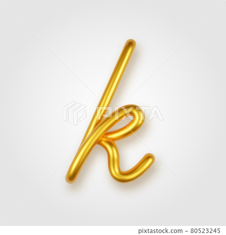 Gold 3d realistic lowercase letter K on a light background. 80523245