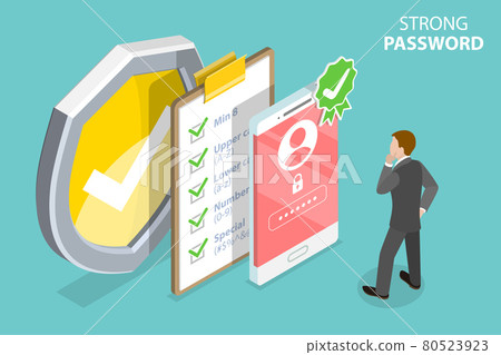 Strong Password. 3D Isometric Flat Vector Conceptual Illustration. Strong Password. 3D Isometric Flat Vector Conceptual Illustration. 80523923