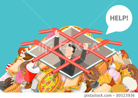 Fast Food Trap, Unhealthy Nutrition Eating Risks and Harmful Effects. 80523936