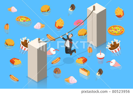 Unhealthy Nutrition Eating Risks, Fast Food Harmful Effects, Junk Food Danger. 80523956