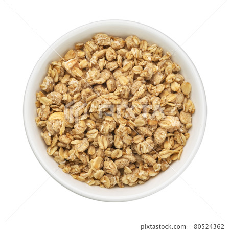 Granola, crunchy muesli isolated on white background, top view Granola, crunchy muesli isolated on white background, top view 80524362