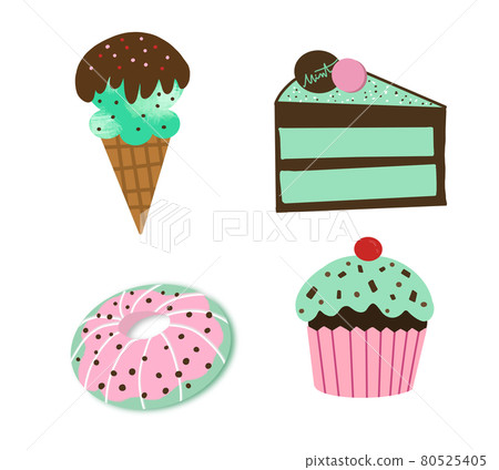 Mint chocolate dessert illustration hand drawn Mint chocolate dessert illustration hand drawn 80525405