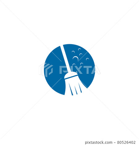 clean service logo with using broom icon template 80526402