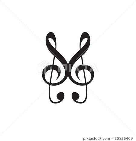 Music note logo incorporated with M letter Music note logo incorporated with M letter 80526409