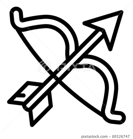 Ancient bow icon, outline style Ancient bow icon, outline style 80526747