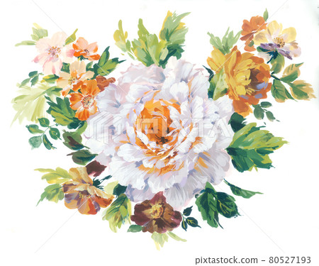  色彩豐富的花卉素材組合和設計元素 80527193