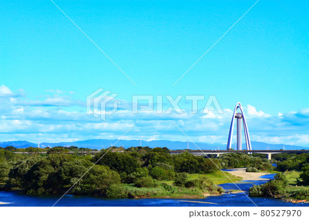Scenery of Kiso River and Twin Arch 138 Scenery of Kiso River and Twin Arch 138 80527970