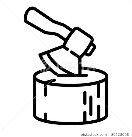 Axe in stump icon, outline style Axe in stump icon, outline style 80528008