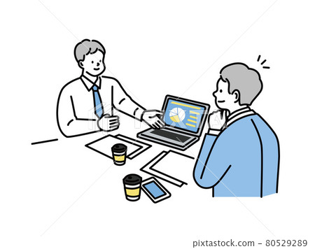 Business scene illustrations that can be used for presentations and meeting materials (explanation, marketing, meetings, contracts) 80529289