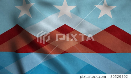Flag of Peoria, city of Arizona, United States, waving at wind. 3d rendering 80529592