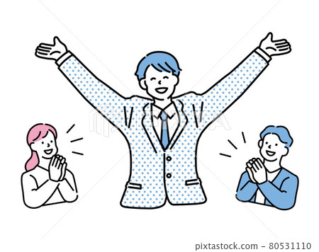 Illustration of a man doing banzai (pass, job hunting, job hunting, graduation, promotion, congratulations, celebration, cheering, guts pose) 80531110