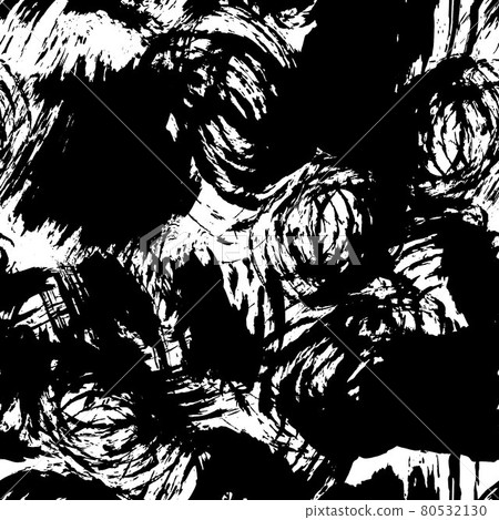 Vector colorful seamless pattern with brush strokes and dots. Black color on white background. Hand painted grange texture. Ink geometric elements. Fashion modern style. Unusual 80532130