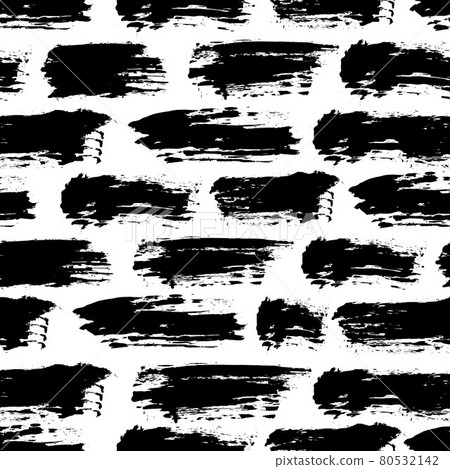 Vector seamless pattern with brush stripes and strokes. Black color on white background. Hand painted grange texture. Ink geometric elements. Fashion modern style. Endless grang fabric print. Vector seamless pattern with brush stripes and strokes. Black color on white background. Hand painted grange texture. Ink geometric elements. Fashion modern style. Endless grang fabric print. 80532142