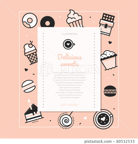 Delicious sweets - vector line design style poster Delicious sweets - vector line design style poster 80532533
