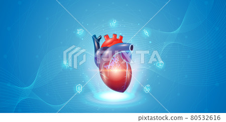 Human heart and treatment with technology innovation. A concept hospital for wallpaper and web 80532616