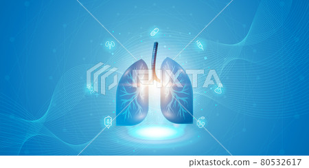 Human lung and treatment with technology innovation. A concept hospital for wallpaper and web 80532617