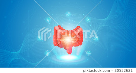 Human intestines and treatment with technology innovation. A concept hospital for wallpaper and web 80532621