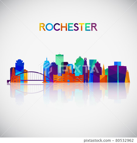 Rochester skyline silhouette in colorful geometric style. Rochester skyline silhouette in colorful geometric style. 80532962