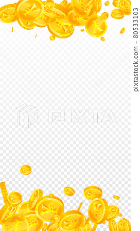 Chinese yuan coins falling. Magnetic scattered CNY coins. China money. Superb jackpot, wealth or success concept. Vector illustration. 80533103